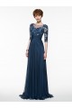 Half Sleeves Illusion Neckline Lace Appliques Chiffon Mother of The Bride Dresses 3040005