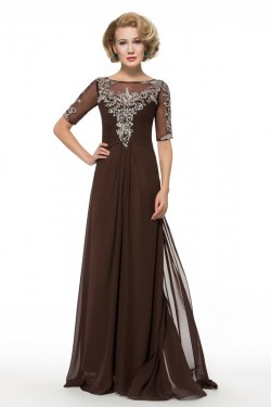 Short Sleeve Chiffon Floor Length Mother of The Bride Dresses 3040006