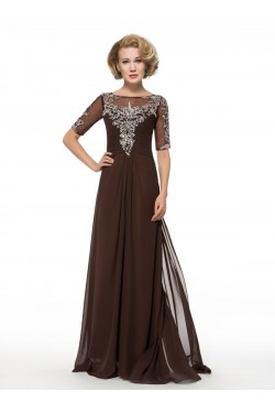 Short Sleeve Chiffon Floor Length Mother of The Bride Dresses 3040006