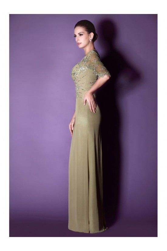 Sheath 3/4 Length Sleeves Floor Length Mother of The Bride Dresses 3040008 Sheath 3/4 Length Sleeves Floor Length Mother of The Bride Dresses 3040008