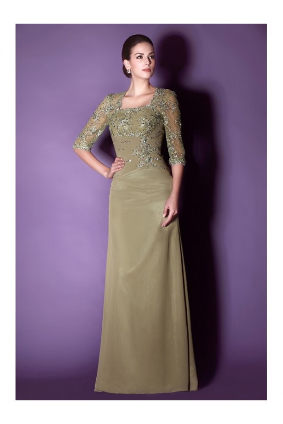Sheath 3/4 Length Sleeves Floor Length Mother of The Bride Dresses 3040008 Sheath 3/4 Length Sleeves Floor Length Mother of The Bride Dresses 3040008