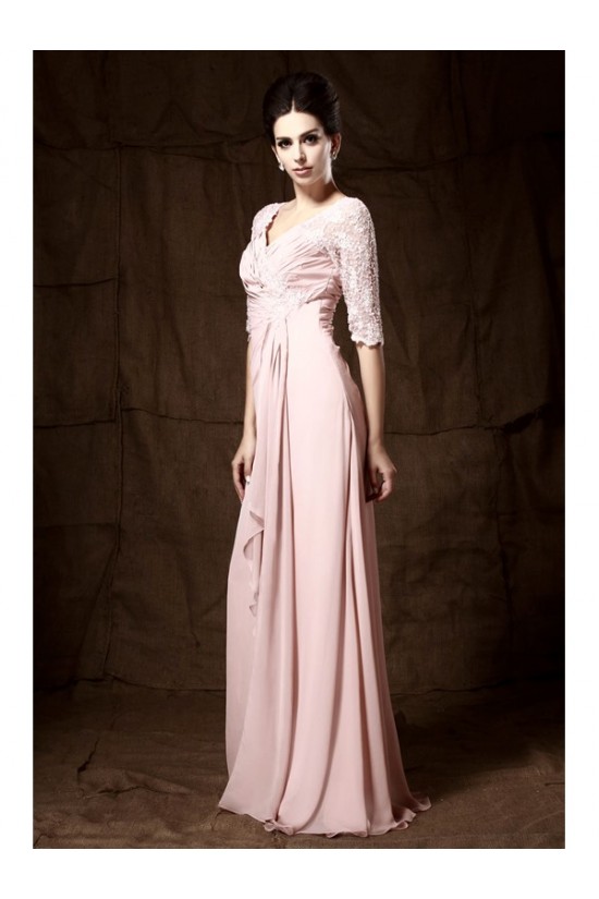 Long Pink Lace Chiffon Half Sleeves Floor Length Mother of The Bride Dresses 3040009 Long Pink Lace Chiffon Half Sleeves Floor Length Mother of The Bride Dresses 3040009