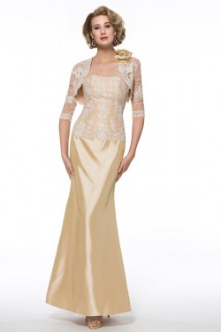 Mermaid Lace Mother of The Bride Dresses with A 3/4 Length Sleeves Jacket 3040010