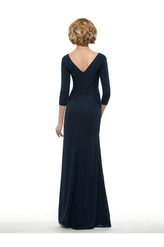 3/4 Length Sleeves V-Neck Chiffon Mother of The Bride Dresses 3040011