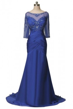 Mermaid Half Sleeves Long Blue Mother of The Bride Dresses 3040012