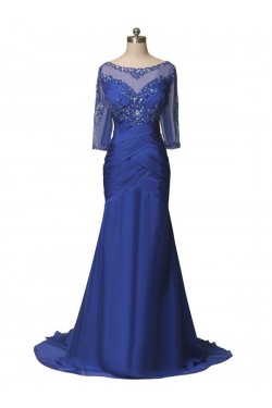 Mermaid Half Sleeves Long Blue Mother of The Bride Dresses 3040012
