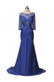 Mermaid Half Sleeves Long Blue Mother of The Bride Dresses 3040012
