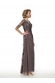 Long V-Neck Lace Chiffon 3/4 Length Sleeves Mother of The Bride Dresses 3040013