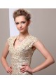 Sheath Gold Sequins Lace V-Neck Long Mother of The Bride Dresses 3040014