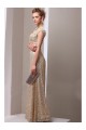 Sheath Gold Sequins Lace V-Neck Long Mother of The Bride Dresses 3040014