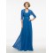 Long Blue Chiffon Mother of The Bride Dresses with A Jacket 3040015