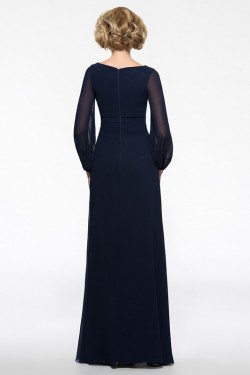 Long Sleeves V-Neck Chiffon Mother of The Bride Dresses 3040016