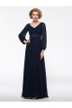 Long Sleeves V-Neck Chiffon Mother of The Bride Dresses 3040016