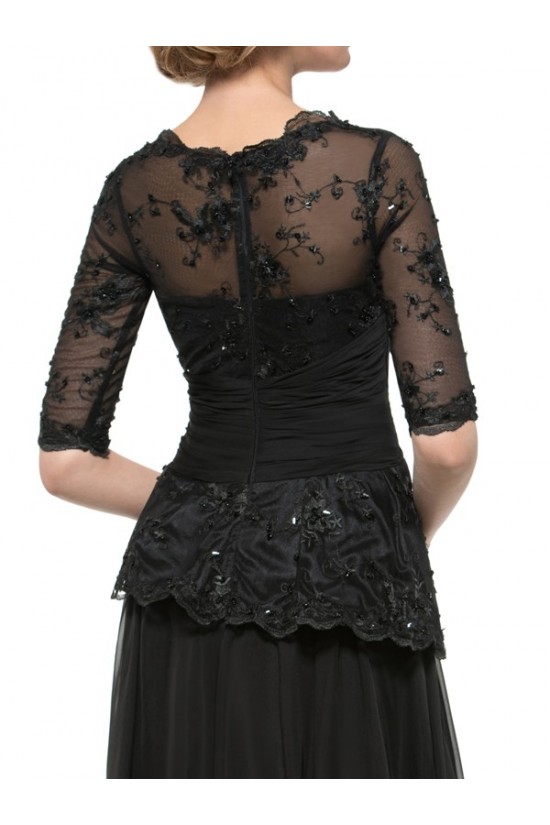 Long Black 3/4 Length Sleeves Lace Chiffon Mother of The Bride Dresses 3040017 Long Black 3/4 Length Sleeves Lace Chiffon Mother of The Bride Dresses 3040017