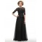 Long Black 3/4 Length Sleeves Lace Chiffon Mother of The Bride Dresses 3040017