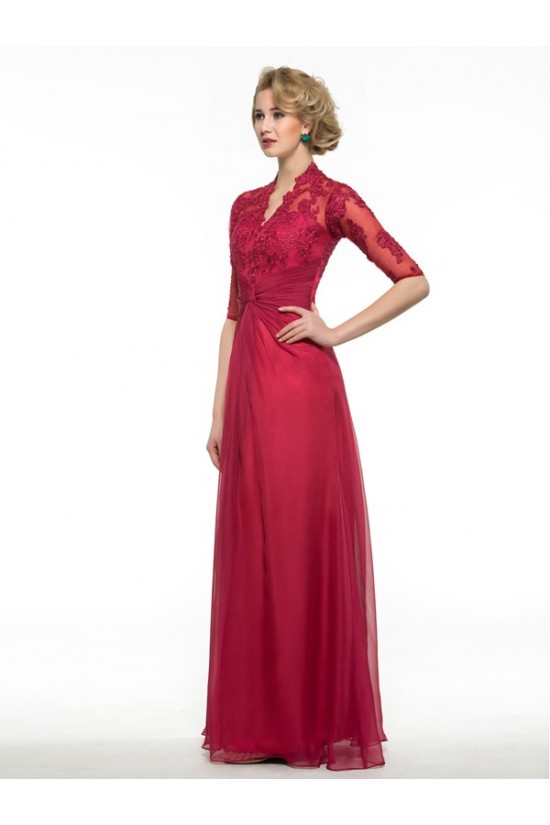 Half Sleeves Lace Chiffon Long Mother of The Bride Dresses 3040019 Half Sleeves Lace Chiffon Long Mother of The Bride Dresses 3040019