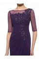 Half Sleeves Illusion Neckline Lace Chiffon Long Purple Mother of The Bride Dresses 3040020 Half Sleeves Illusion Neckline Lace Chiffon Long Purple Mother of The Bride Dresses 3040020