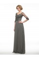 Beaded Crystal Chiffon V-Neck Long Mother of The Bride Dresses 3040023
