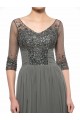 Beaded Crystal Chiffon V-Neck Long Mother of The Bride Dresses 3040023