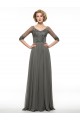 Beaded Crystal Chiffon V-Neck Long Mother of The Bride Dresses 3040023