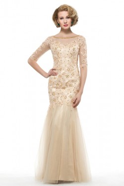 Mermaid Half Sleeves Lace Long Mother of The Bride Dresses 3040025