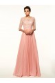 A-Line Bateau Half Sleeves Lace Chiffon Long Mother of The Bride Dresses 3040026