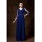 Long Blue 3/4 Length Sleeves Lace Chiffon Long Mother of The Bride Dresses 3040029