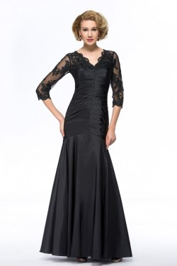 Long Black 3/4 Length Sleeves Lace Long Mother of The Bride Dresses 3040030