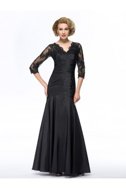 Long Black 3/4 Length Sleeves Lace Long Mother of The Bride Dresses 3040030