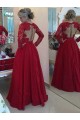 Long Red Long Sleeves Low V-Neck Lace Long Mother of The Bride Dresses 3040031 Long Red Long Sleeves Low V-Neck Lace Long Mother of The Bride Dresses 3040031