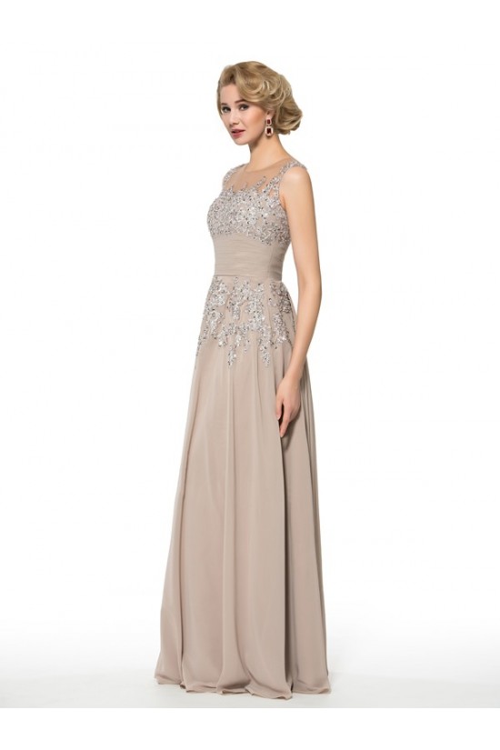 Lace Chiffon Sheer Sleeveless Long Mother of The Bride Dresses 3040032