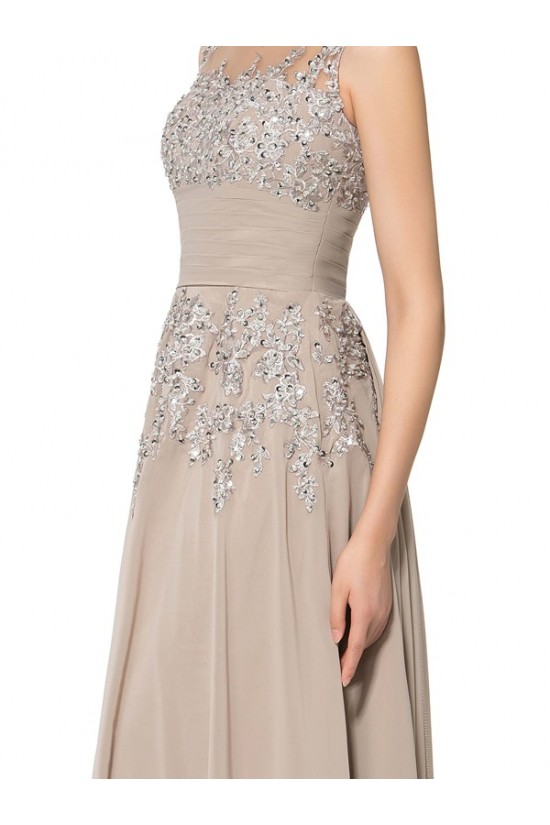 Lace Chiffon Sheer Sleeveless Long Mother of The Bride Dresses 3040032