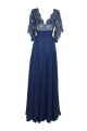 Long Blue V-Neck Lace Chiffon Long Mother of The Bride Dresses 3040037 Long Blue V-Neck Lace Chiffon Long Mother of The Bride Dresses 3040037