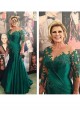 Long Sleeves Lace Illusion Neckline Mother of The Bride Dresses 602002