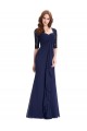 Elegant Long Blue Empire Lace Chiffon Mother of The Bride Dresses 602003