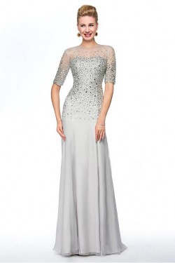 Beaded Jewel Neckline Long Mother of The Bride Dresses 602006