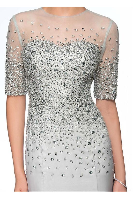 Beaded Jewel Neckline Long Mother of The Bride Dresses 602006