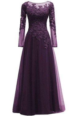 Long Sleeves Beaded Lace Appliques Mother of The Bride Dresses 602008