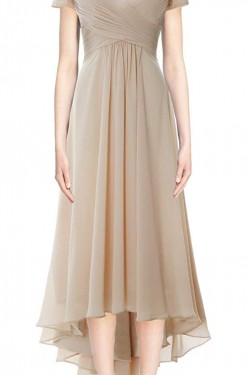 High Low V-Neck Chiffon Beaded Mother of The Bride Dresses 602009