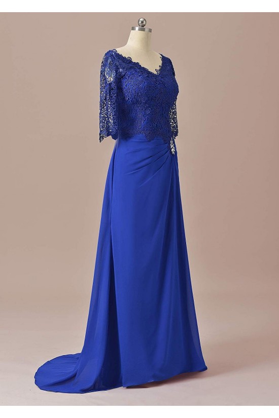 Sheath Lace Chiffon V-Neck Mother of The Bride Dresses 602010