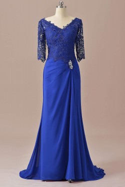 Sheath Lace Chiffon V-Neck Mother of The Bride Dresses 602010