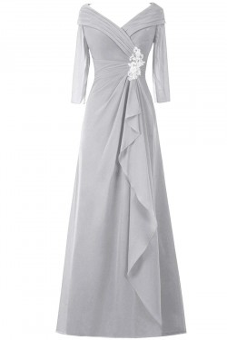 A-Line V-Neck Long Mother of The Bride Dresses 602011