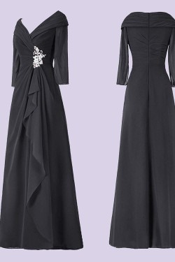 A-Line V-Neck Long Mother of The Bride Dresses 602011