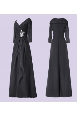 A-Line V-Neck Long Mother of The Bride Dresses 602011