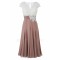 A-Line V-Neck Lace and Chiffon Tea-Length Mother of The Bride Dresses 602013