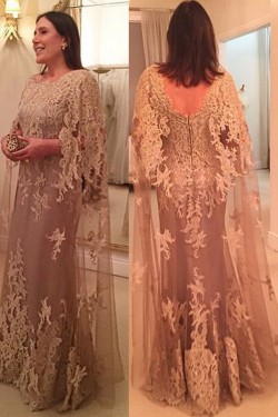 Long Lace Appliques Mother of The Bride Dresses Mother of The Groom Dresses 602014
