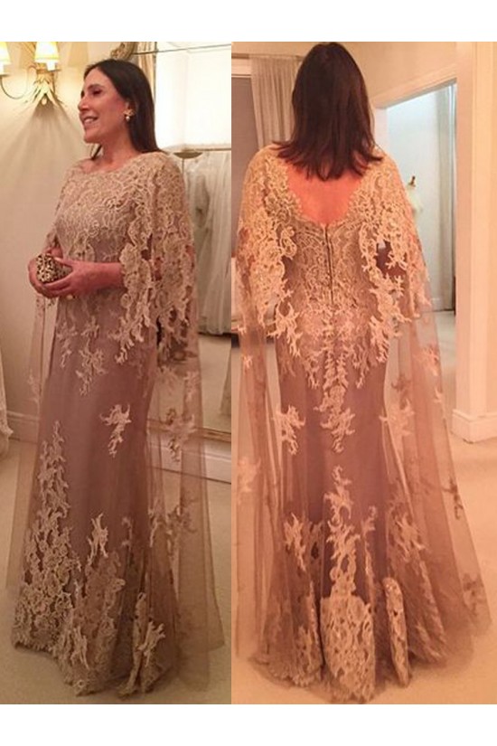 Long Lace Appliques Mother of The Bride Dresses Mother of The Groom Dresses 602014