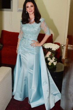 Elegant Mermaid Off-the-Shoulder Lace Appliques Mother of The Bride and Groom Dresses 602018