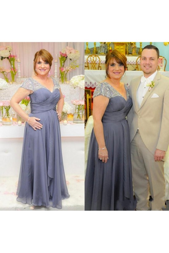 Elegant Beaded V-Neck Long Mother of The Bride Dresses Mother of The Groom Dresses 602020