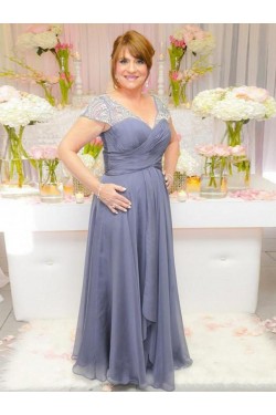 Elegant Beaded V-Neck Long Mother of The Bride Dresses Mother of The Groom Dresses 602020